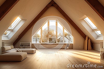 Luxury concept modern dormer loft conversion interior in apartment or house Stock Photo