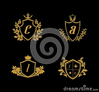 Luxury Crest Logo, Golden Crest Logo, Kingdom Logo Stock Photo