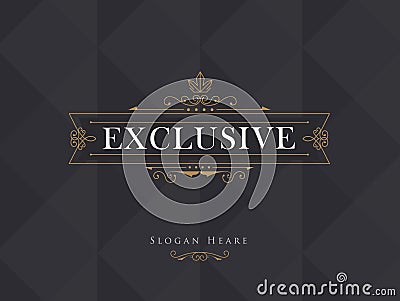 Luxury crown frame modern vector logos calligraphy flourishes el Vector Illustration