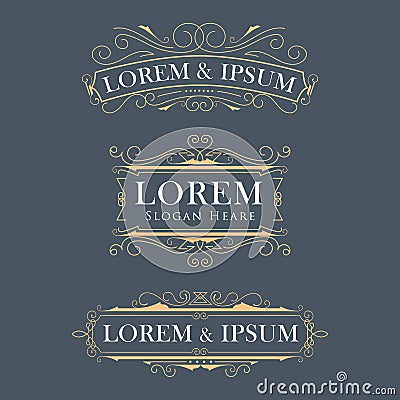 Luxury crown frame modern vector logos flourishes calligraphy el Vector Illustration