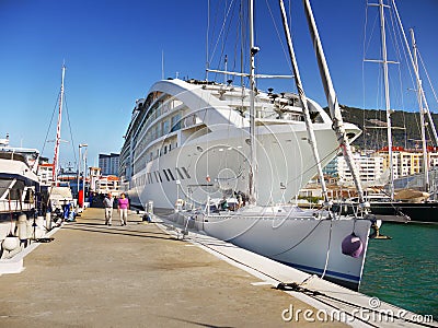 Luxury Cruise Ship, Gibraltar Harbor Editorial Stock Photo