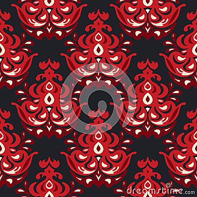 Luxury Damask flower seamless pattern Vector Illustration