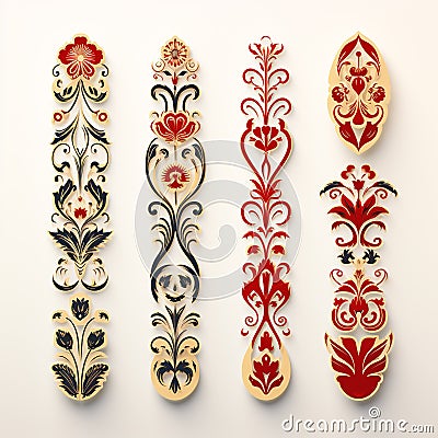 Luxury decorated border pattern set, pattern for frame border, Generative AI Stock Photo