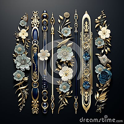 Luxury decorated border pattern set, pattern for frame border, Generative AI Stock Photo