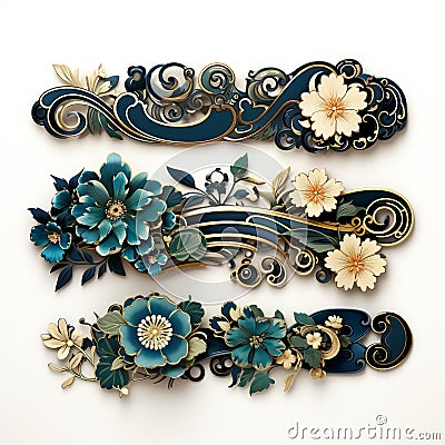 Luxury decorated border pattern set, pattern for frame border, Generative AI Stock Photo