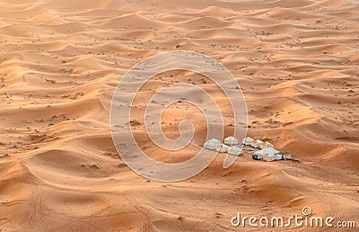 Luxury desert Camp in Erg Chebbi Sand dunes near Merzouga, Morocco Editorial Stock Photo