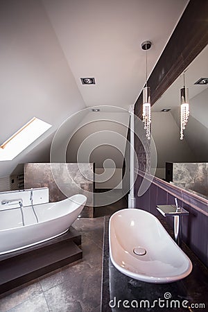 Luxury designed bathroom interior Stock Photo