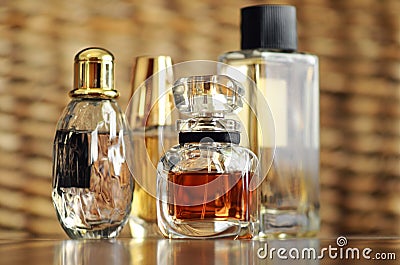 Luxury designer perfume fragrance bottles Stock Photo