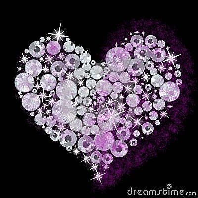 Luxury diamond crystal heart pattern for Valentine day. Precious diamonds Shine on heart Stock Photo