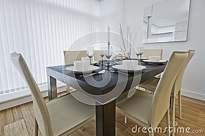 Luxury dining table setup Stock Photo