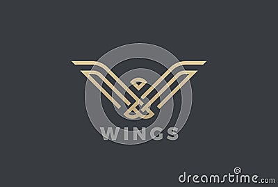 Luxury Eagle Bird abstract Logo design vector template linear style. Gold Geometric Heraldic Logotype concept icon Vector Illustration