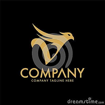 Luxury Eagle, Phoenix and Letter V Logo Template Vector Illustration