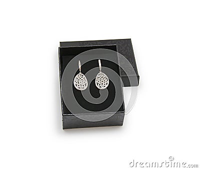 Luxury earrings in box Stock Photo