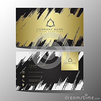 Luxury and elegant black gold business cards template on black background Vector Illustration