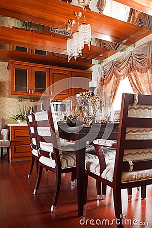 The luxury expensive diningroom interior Stock Photo