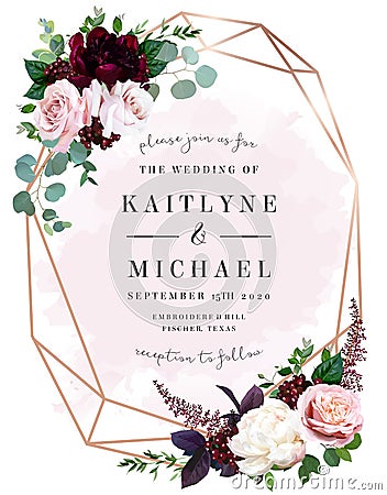 Luxury fall flowers wedding vector bouquet card. Vector Illustration