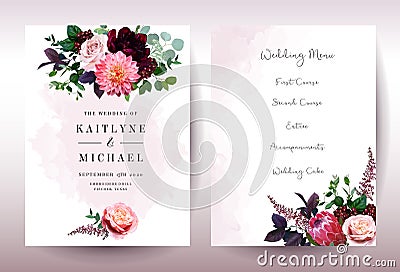 Luxury fall flowers wedding vector bouquet cards Vector Illustration