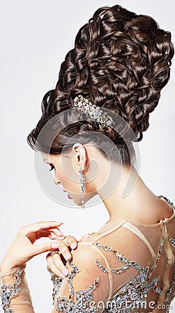 Luxury. Fashion Model with Trendy Updo - Braided T Stock Photo