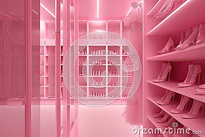 luxury fashionable doll like interior. Dressing room in pink colors. Wardrobe-room Stock Photo