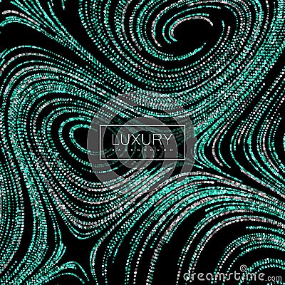 Luxury festive background with shiny silver and turquoise glitters. Vector Illustration