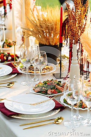 Luxury festive served table banquet catering Stock Photo