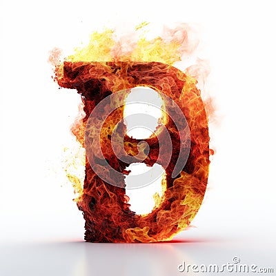 Luxury Fire Text Effect A Fiery Letter B With Hyperbolic Expression Stock Photo
