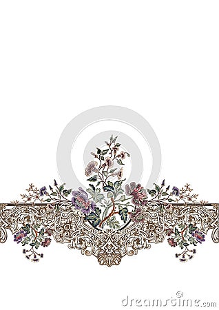 Luxury baroque ornamental border composition Stock Photo