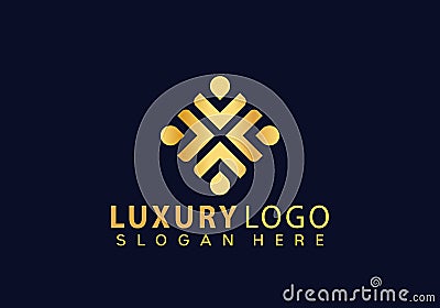 Luxury Flower Drop Gold Logo Design Vector Illustration Template Vector Illustration