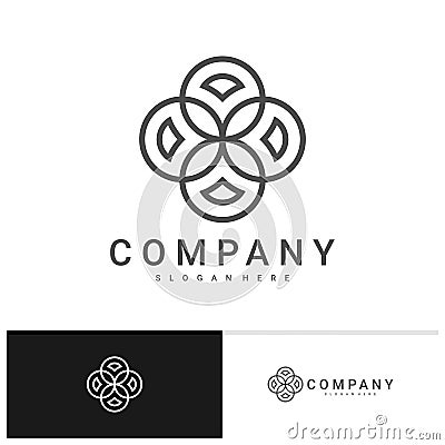 Luxury flower vector logotype. Linear universal leaf floral logo template. Creative Mandala logo design concepts Stock Photo