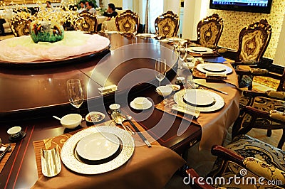 The luxury formal dinner setting Stock Photo