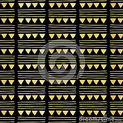 Luxury Gold Black Foil Triangle Party Bunting Garland Seamless Vector Vector Illustration