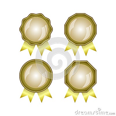 Luxury gold blank badges collection Vector Illustration