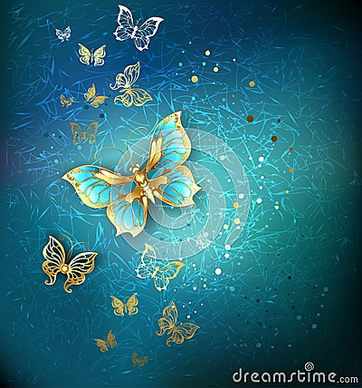 Luxury gold butterflies Vector Illustration