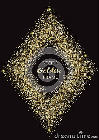 Luxury Gold Glitter Rhombus Frame Vector Illustration