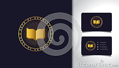 Luxury Gold Open Book Logo with Vintage Style. Usable for Business and Education Logos Vector Illustration