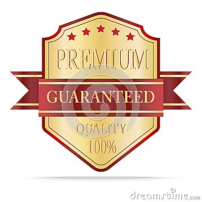 Luxury gold shields and red ribbon Vector Illustration