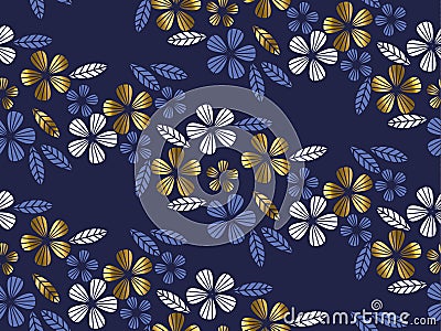 Luxury gold style tropical leave and flower element Vector Illustration