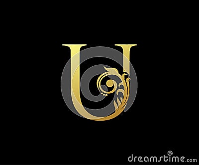 Luxury Gold U Letter Logo . Initial Letter U Design Luxury Icon. Vector Illustration