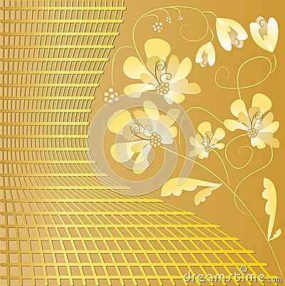 Luxury golden background with floral motif in art deco style Vector Illustration