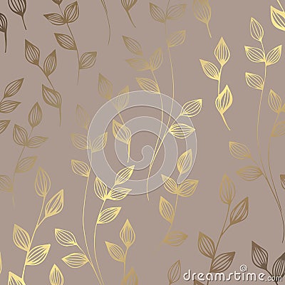 Luxury golden floral pattern on a brown background. Elegant decorative vector pattern Vector Illustration