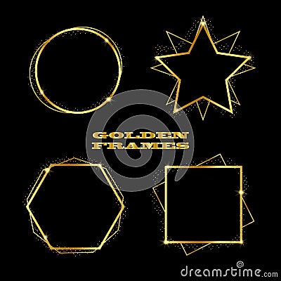 Luxury Geometric golden frames set Stock Photo