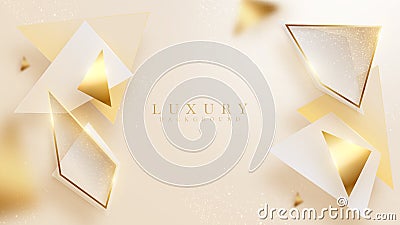 Luxury golden geometric shape background with glitter light effects elements Vector Illustration