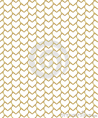 Luxury golden grid with heart shapes and white background Vector Illustration