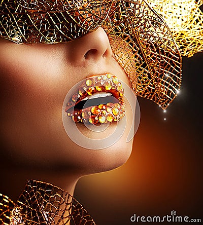 Luxury Golden Makeup Stock Photo