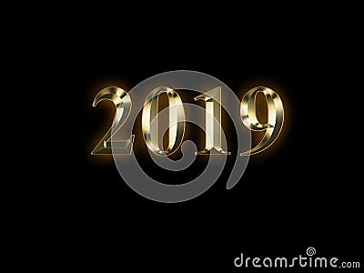 Luxury golden 2019 new year on black background. Happy new year 2019 Stock Photo