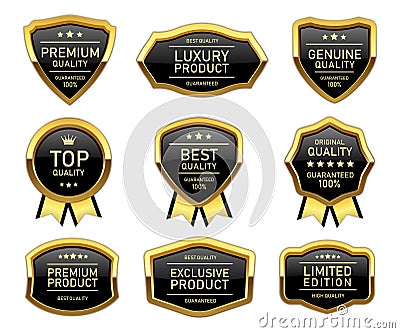 Luxury golden quality product label Vector Illustration