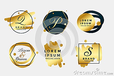 Luxury golden wedding monogram logos collection Vector Illustration