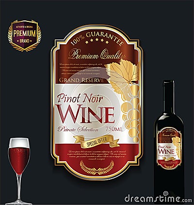 Luxury golden wine label template Vector Illustration