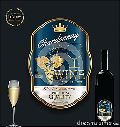 Luxury golden wine label template Vector Illustration