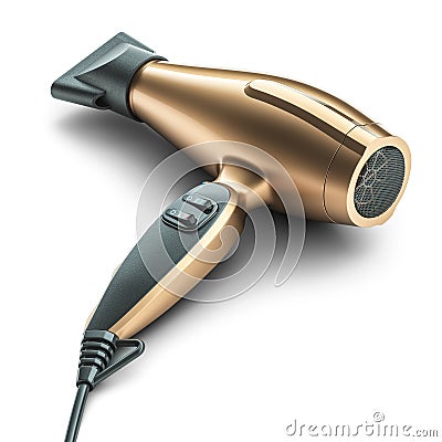 Gold hairdryer illustration Stock Photo